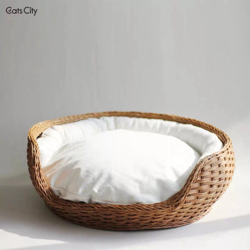 CATS CITY Round Rattan Pet Bed