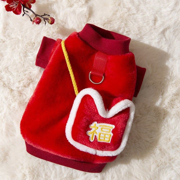 Chinese New Year Celebration Pet Outfit with Lucky Pocket - Pets Villa