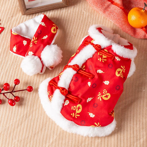 Chinese Spring Festival Jacket with Scarf - Pets Villa
