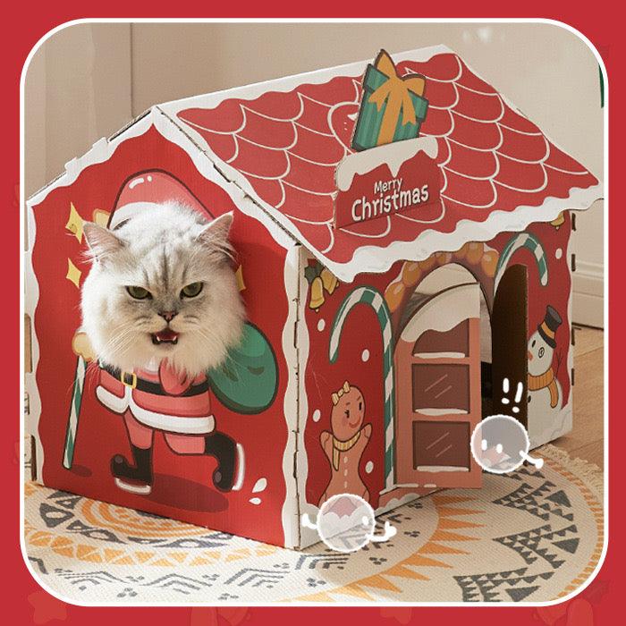 Christmas Cat Scratcher House - Pets Villa