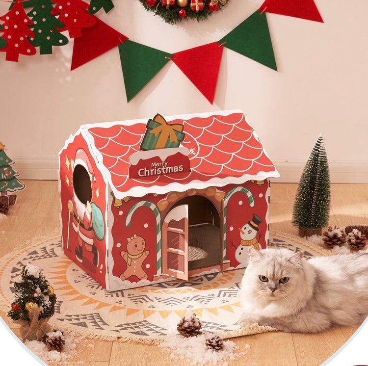 Christmas Cat Scratcher House - Pets Villa