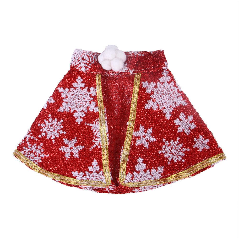 Christmas Snowflake Cape - Red cape with white snowflake design and a small pompom like decoration. This is a product of Pets Villa.