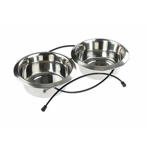 CLASSIC Anti-tip Twin Feed & Dishes - Pets Villa