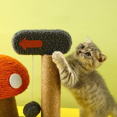 colorful mushroom cat scratching post