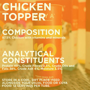 COYA Chicken Topper 50g - Product image showing the composition. This is a product of Pets Villa.