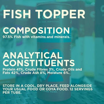 COYA Fish Topper 50g - Product image showing composition. This is a product of Pets Villa.