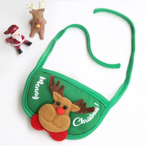 Christmas Pet Bandana - Green with a Reindeer on and a Red option with a Santa on. Both say Merry Christmas. This is a product of Pets Villa.