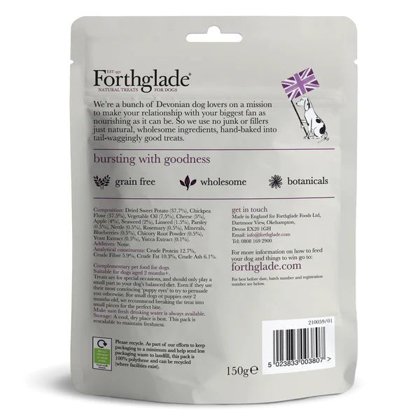 FORTHGLADE Grain Free Hand Baked Dog Treats with Cheese, Apple and Blueberry - Pets Villa