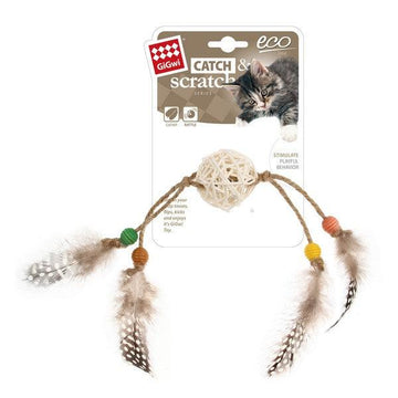 GIGWI Eco Catch and Scratch Cat Toy With Rattle Natural - Pets Villa