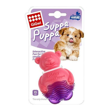 GIGWI Suppa Puppa Bear with Squeaker for Puppies and Small Dogs - Pets Villa