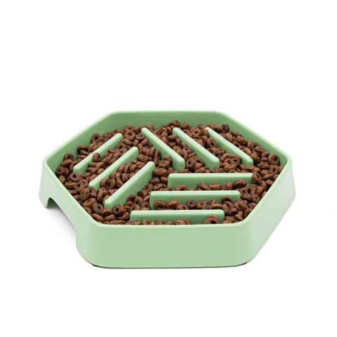 GREAT&SMALL Sage Green Slow Down Hexagon Pet Bowl - Pets Villa