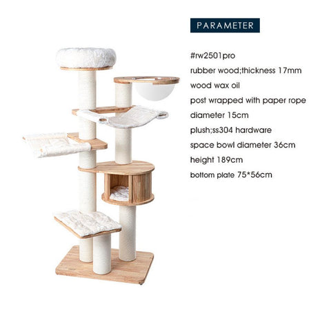 HONEYPOT CAT 189cm Solid Wood Cat Tree 2501Pro - Pets Villa