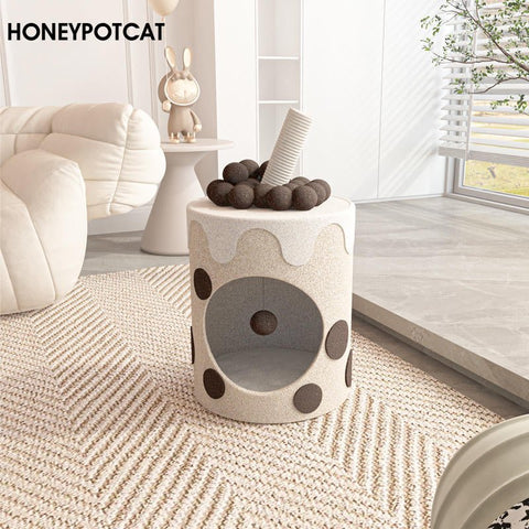 HONEYPOT CAT 66cm Boba Tea Cat Bed & Scratching Post 221226a - Pets Villa