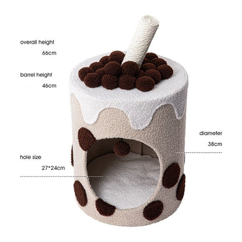 HONEYPOT CAT 66cm Boba Tea Cat Bed & Scratching Post 221226a - Pets Villa