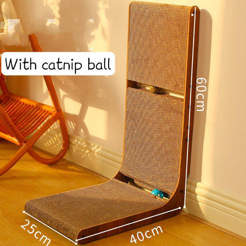 L Shape Cat Scratcher With Catnip Ball - Pets Villa