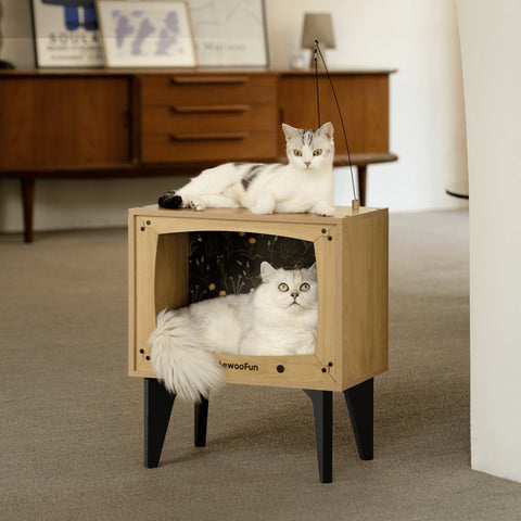 MEWOOFUN Cable TV Cat House - Pets Villa