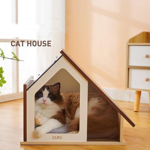 MIAOFAIRY Solid Wood Pet House - Pets Villa