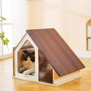 MIAOFAIRY Solid Wood Pet House - Pets Villa