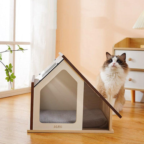 MIAOFAIRY Solid Wood Pet House - Pets Villa