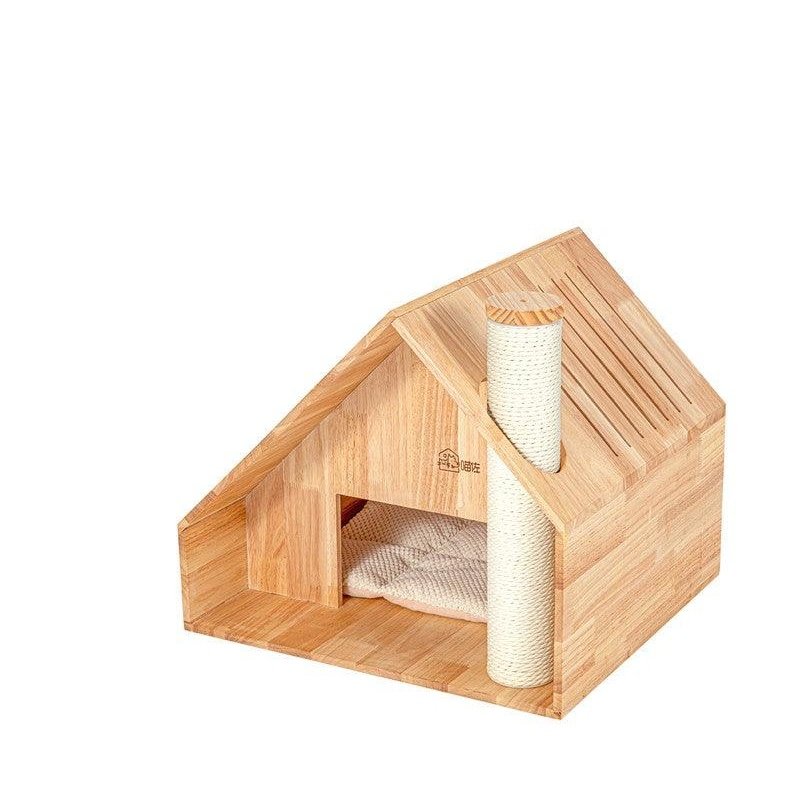 MIAOZUO Solid Wood Cat House - Pets Villa