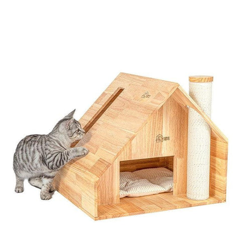 MIAOZUO Solid Wood Cat House - Pets Villa