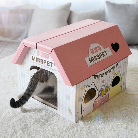 MISSPET Cat House Scratcher - Pets Villa