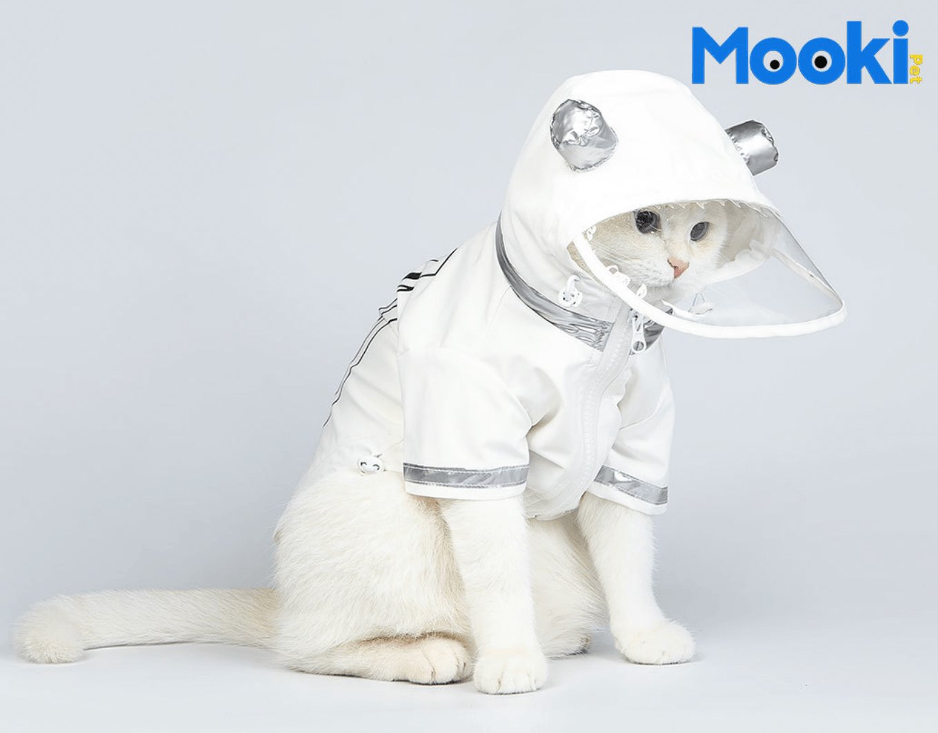 MOOKI Space Raincoat - White - Pets Villa