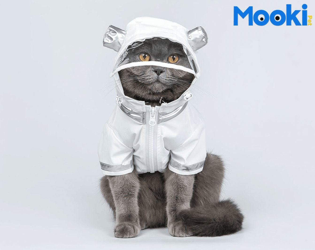 MOOKI Space Raincoat - White - Pets Villa