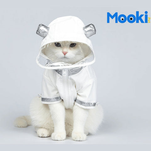 MOOKI Space Raincoat - White - Pets Villa