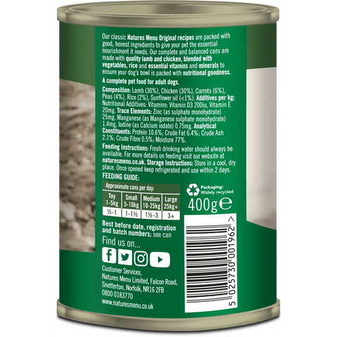 NATURES MENU Cans Lamb with Chicken - Pets Villa