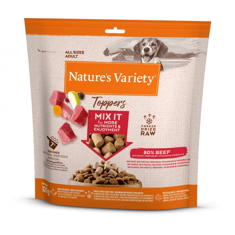 NATURE'S VARIETY Freeze Dried Food Beef Toppers For Adult Dogs 120g - Pets Villa