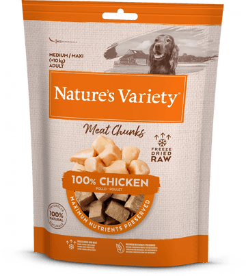 NATURE'S VARIETY Freeze Dried Meat Chunks 100% Chicken Chunks For Adult Dogs 50g - Pets Villa