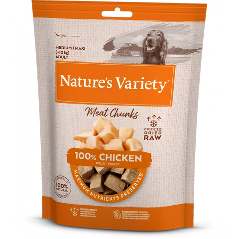 NATURE'S VARIETY Freeze Dried Meat Chunks 100% Chicken Chunks For Adult Dogs 50g - Pets Villa