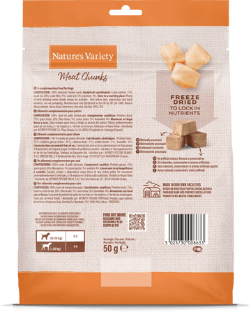 NATURE'S VARIETY Freeze Dried Meat Chunks 100% Chicken Chunks For Adult Dogs 50g
