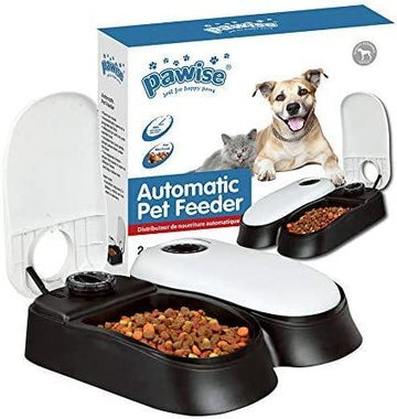 PAWISE Automatic Pet Feeder 2-Meal Automatic Food for Dogs Cats - Pets Villa