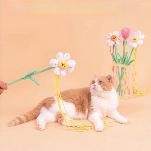 PURLAB Flower Cat Teaser with Catnip and Bell - Pets Villa