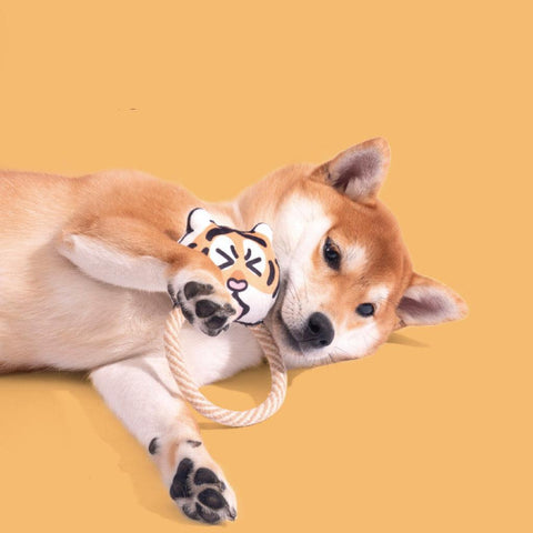 PURLAB Tiger Rope Squeaky Toy - Pets Villa