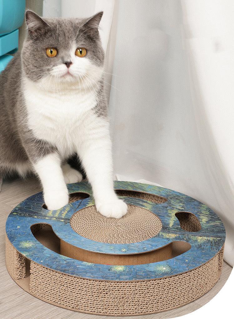 Round Ball Track With Cat Scratcher Random Colour - Pets Villa