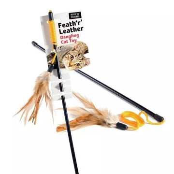 SHARPLES Feath'r' Leather Cat Teaser - Pets Villa