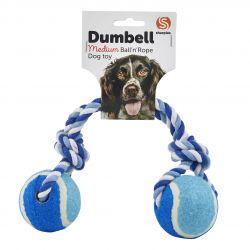 SHARPLES Ruff 'N' Tumble Tennis Ball & Rope Dumbell - Pets Villa