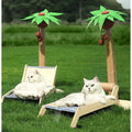 Solid Wood Coconut Tree Cat Scratcher Post & Bed - Pets Villa