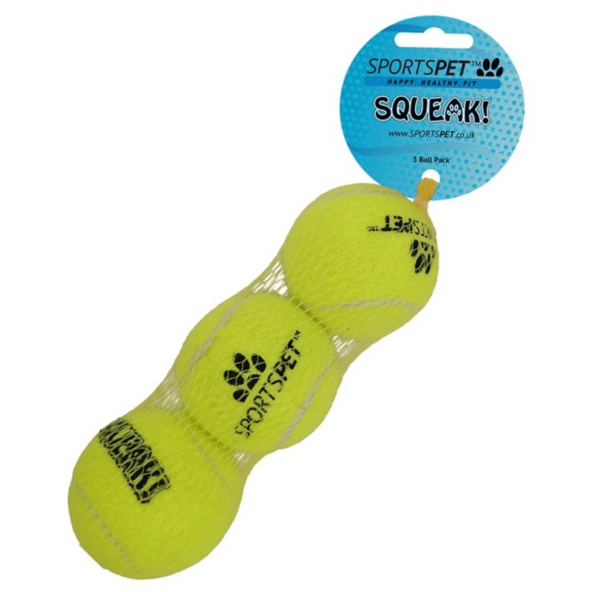 SPORTSPET Tennis Ball Medium 3 pack with Squeaker Yellow - Pets Villa