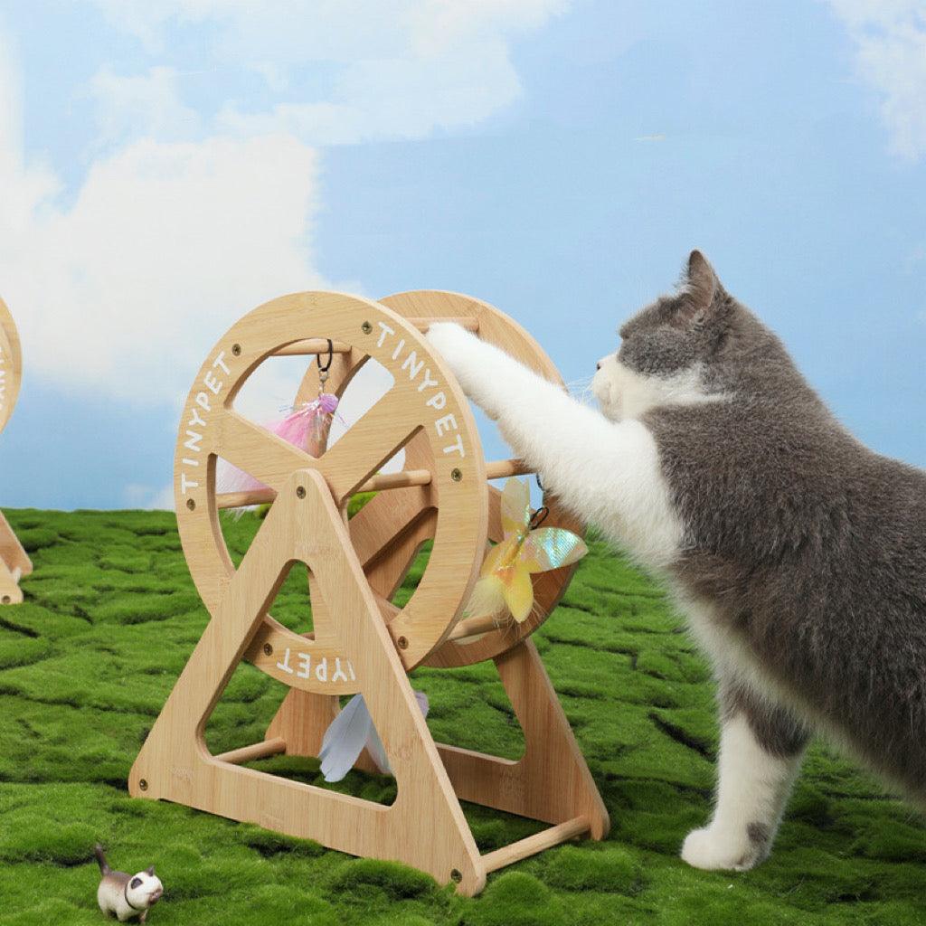 TINYPET Bamboo Wood Wheel Cat Toy - Pets Villa