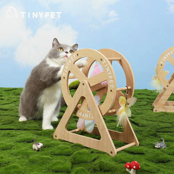 TINYPET Bamboo Wood Wheel Cat Toy - Pets Villa