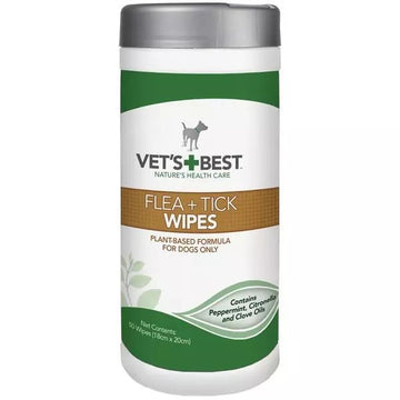 (Best Before 04/24) VET'S BEST Flea and Tick Wipes for Dogs