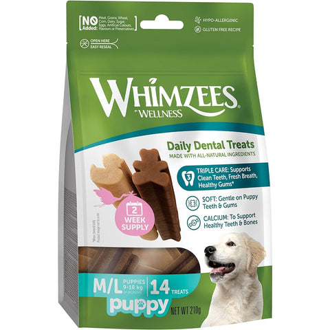 WHIMZEES Daily Dental Treats for Puppies M/L 9-18kg 14Sticks - Pets Villa