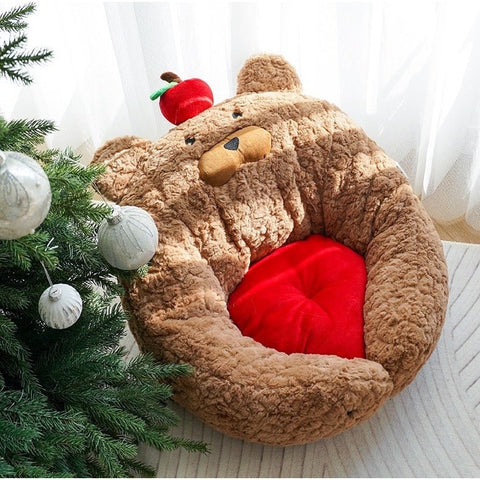 ZEZE Bear Apple-Shaped Pet Bed - Pets Villa