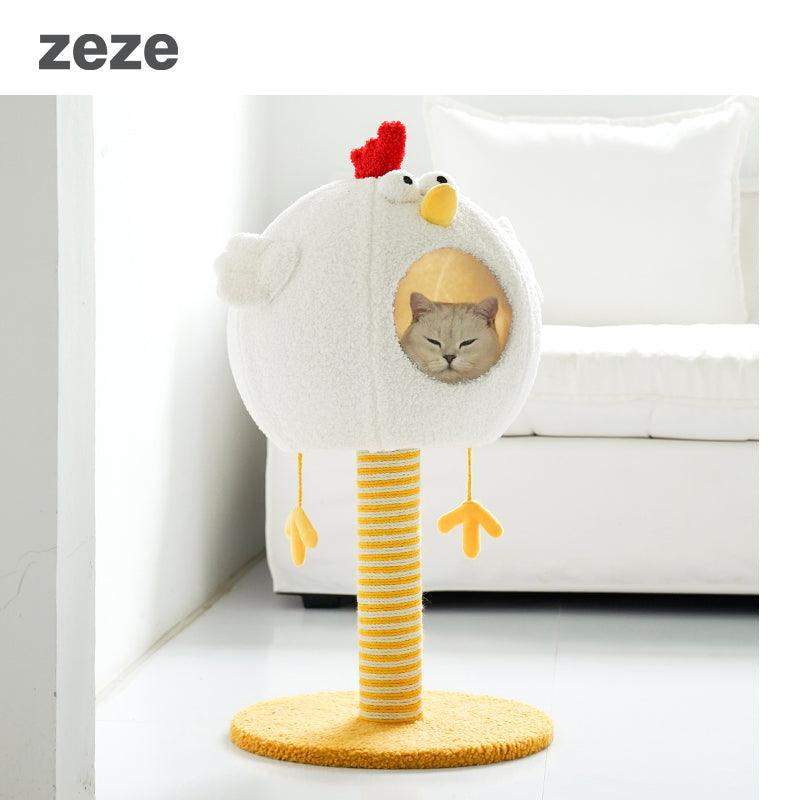 ZEZE Chicken Cat Tree Scratching Post Pets Villa