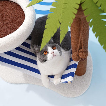 ZEZE Coconut Tree Cat Scratching Post With Nest