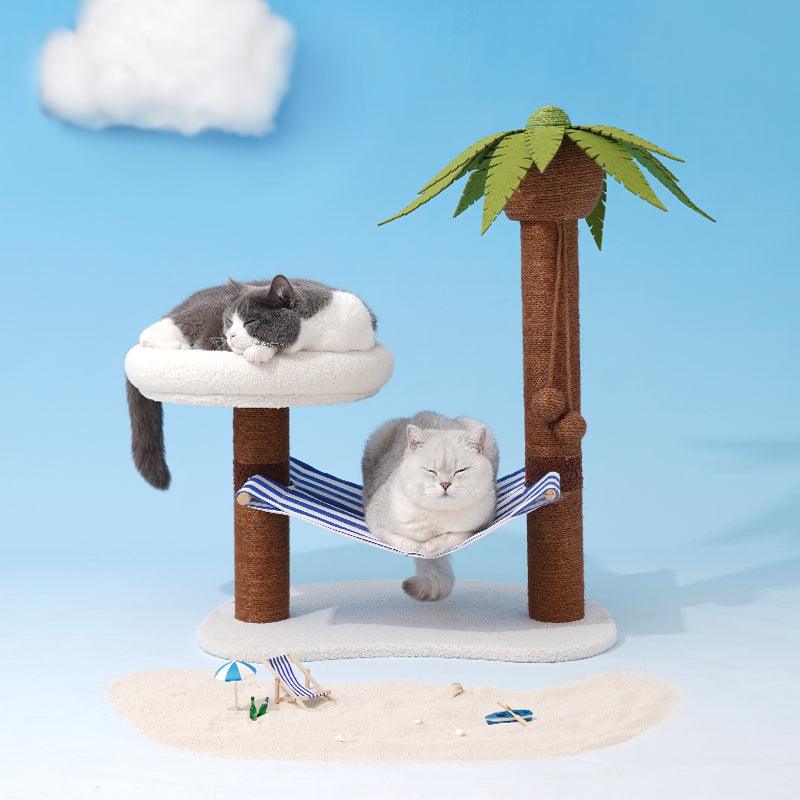 ZEZE Coconut Tree Cat Scratching Post With Nest - Pets Villa
